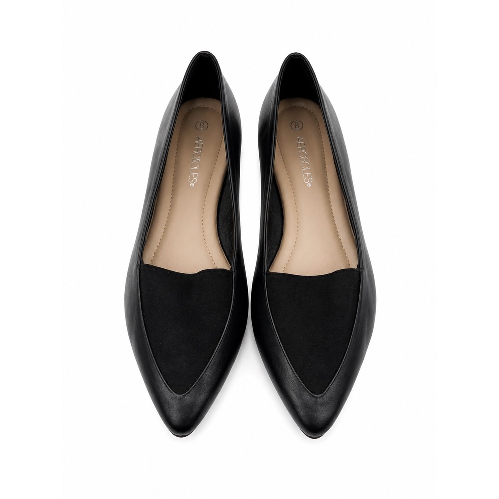Samilor Black Pointed Toe Suede Panel Ballet Flats Women's Size 9